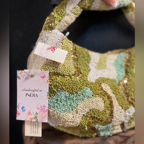💚Made In India Viral Handcrafted Geometric pattern Beaded sequins Bag 💚NWT - Picture 8 of 14